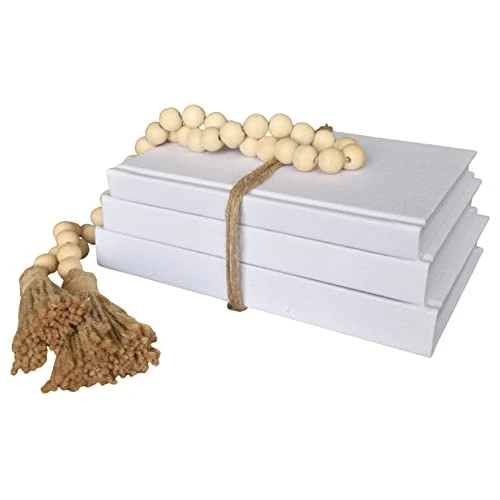 Kigan Home Linen Covered Decorative Books, Set Of 3 (Pearl White) - Fabric Covered Book Set Home Decor For Shelves, Fireplace Mantel, Coffee Table, Console/Bedside Table Or Farmhouse Tiered Tray 1 Kigan Home Linen Covered Decorative Books, Set Of 3 (Pearl White) - Fabric Covered Book Set Home Decor For Shelves, Fireplace Mantel, Coffee Table, Console/Bedside Table Or Farmhouse Tiered Tray