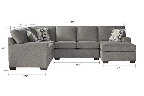Roundhill Furniture Manisa Sectional, Camelot Blackstone 5 Roundhill Furniture Manisa Sectional, Camelot Blackstone - Image 5
