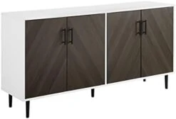Walker Edison Fehr Modern 4 Door Bookmatch Buffet, 58 Inch, Black -Best Furniture Store 31y4PJ46pAL. AC