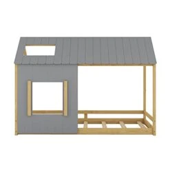 HZSSDTKJ Twin Size Low Wood House Bed With Roof And Window,Wooden Floor Platform Bed Frame With Wood Slats Support,Playhouse Design For Kids Girls Boys Teens Bedroom Furniture (Gray+Natural, Twin) 17 HZSSDTKJ Twin Size Low Wood House Bed With Roof And Window,Wooden Floor Platform Bed Frame With Wood Slats Support,Playhouse Design For Kids Girls Boys Teens Bedroom Furniture (Gray+Natural, Twin) -Best Furniture Store 31yDgUXjiEL