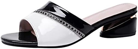 MatureGirl Sandals For Women Sandals For Women Ladies Chunky Heel High Heel Fish Mouth Casual Bohemian Beach Shoes Rhinestone Slippers Wedge Slide Sandals Women (Black, 7.5) 12 MatureGirl Sandals For Women Sandals For Women Ladies Chunky Heel High Heel Fish Mouth Casual Bohemian Beach Shoes Rhinestone Slippers Wedge Slide Sandals Women (Black, 7.5) - Image 12