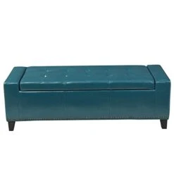 Christopher Knight Home Chelsea PU Storage Ottoman With Studs, Teal -Best Furniture Store 31yeFxyjGSL