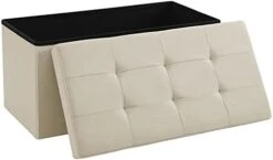 SONGMICS 43 Inches Folding Storage Ottoman Bench, Storage Chest, Foot Rest Stool, Bedroom Bench With Storage, Holds Up To 660 Lb, Dark Gray ULSF77K -Best Furniture Store 31yeG8HhcpL. AC