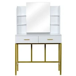 JYDQM Dresser With Stool Set With Frame 2 Drawers Steel Frame Makeup Table Bedroom Makeup Dresser