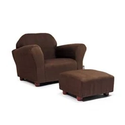 KEET Roundy Child Size Chair With Microsuede Ottoman, Brown, Ages 2-5 Years