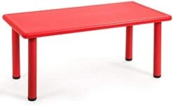 Costzon 47 X 23.5 Inch Rectangular Kids Table, Children School Activity Table For Reading Drawing Dining Playing, Multifunctional Plastic Table W/Steel Pipe, Toddler Furniture For Boys & Girls (Red) -Best Furniture Store 31zGjfaMzL. AC