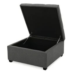 GDFStudio Christopher Knight Home Carlsbad Fabric Storage Ottoman, Dark Grey -Best Furniture Store 31zROUFOymL