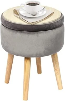 B FSOBEIIALEO Round Storage Ottoman, Soft Padded Velvet Footstool Vanity Makeup Chair, With Wooden Legs & Tray Top 14.17" (Blue) 14 B FSOBEIIALEO Round Storage Ottoman, Soft Padded Velvet Footstool Vanity Makeup Chair, With Wooden Legs & Tray Top 14.17" (Blue) -Best Furniture Store 31zhhfVjORL. AC