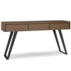 SIMPLIHOME Lowry Solid Acacia Wood And Metal 60 Inch Wide Console Table Inrial Console Sofa Table In Rustic Natural Aged Brown