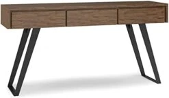 SIMPLIHOME Lowry Solid Acacia Wood And Metal 60 Inch Wide Console Table Inrial Console Sofa Table In Rustic Natural Aged Brown -Best Furniture Store 31zjwfCQ44L. AC