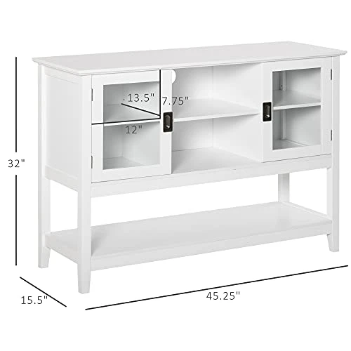 HOMCOM Modern Sideboard Buffet Cabinet, Console Table With Framed Glass Doors, Multiple Storage Options, And Anti-Topple For Kitchen, Living Room, White 2 HOMCOM Modern Sideboard Buffet Cabinet, Console Table With Framed Glass Doors, Multiple Storage Options, And Anti-Topple For Kitchen, Living Room, White - Image 2
