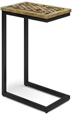 SIMPLIHOME Skyler SOLID MANGO WOOD And Metal 18 Inch Wide Rectangle Industrial C Side Table In Dark Cognac Brown, Fully Assembled, For The Living Room And Bedroom -Best Furniture Store 41 N97OuHQL. AC