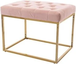 AWQM Tufted Ottoman Bench,Velvet Upholstered Seat,Footrest Chair,Rectangle Vanity Stool With Golden Metal Frame,Perfect For Dressing Room,Living Room,Entryway Or Bedroom,Beige… -Best Furniture Store 41 ohgpZzKS. AC