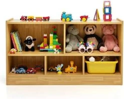 KOTEK Kids Bookshelf, 5 Cubby Toy Storage Organizer, Wooden 3-Tier Bookcase Storage Cabinet, Open Display Book Shelf For Daycare, Nursery, School Classroom, Playroom, Living Room & Bedroom (Grey) 14 KOTEK Kids Bookshelf, 5 Cubby Toy Storage Organizer, Wooden 3-Tier Bookcase Storage Cabinet, Open Display Book Shelf For Daycare, Nursery, School Classroom, Playroom, Living Room & Bedroom (Grey) -Best Furniture Store 41 r9XXmxYL. AC