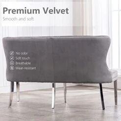 UDAX Velvet Bench With Back, Upholstered Armless Couch Settee With Button Tufted Backrest Nailhead Around, Light Grey 11 UDAX Velvet Bench With Back, Upholstered Armless Couch Settee With Button Tufted Backrest Nailhead Around, Light Grey -Best Furniture Store 41021m8g3YL