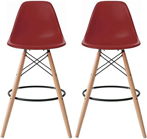 2xhome - Set Of Two (2) -Black- 25" Seat Height Molded Plastic Modern Counter Stools With Backs And Armless Natural Legs Wood Eiffel Legs Dowel-Leg 13 2xhome - Set Of Two (2) -Black- 25" Seat Height Molded Plastic Modern Counter Stools With Backs And Armless Natural Legs Wood Eiffel Legs Dowel-Leg - Image 13