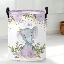 Personalized Custom Baby Elephant Blue Stars Collapsible Large Sized Clothes Hamper With Knitting Handles For Baby Girls Boys Kids Nursery Clothes Things -Best Furniture Store 410G7nc20kL. AC