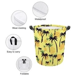 HoaMoya Collapsible Pineapple And Palm Tree Laundry Hamper Summer Fruit Nursery Hamper Large Waterproof Clothes Toy Storage Basket Bin For Kids Boys Girls Bedroom Bathroom -Best Furniture Store 410R6xMkkgL
