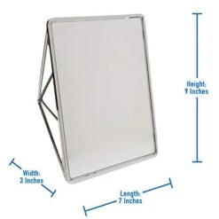 Free Standing Geometric Vanity Mirror, Horizontal Or Vertical, Make-up & Shaving Use, Tabletop, Chrome -Best Furniture Store 410RMFfe8xL