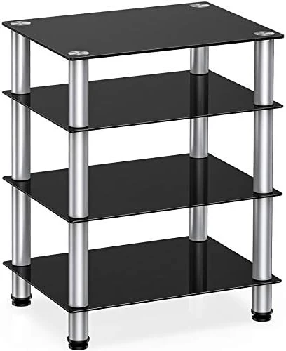 Fitueyes 4-Tier Media Stand Audio/Video Component Cabinet With Glass Shelf For/Apple Tv/Xbox One/ps4 AS406001GB 8 Fitueyes 4-Tier Media Stand Audio/Video Component Cabinet With Glass Shelf For/Apple Tv/Xbox One/ps4 AS406001GB - Image 8