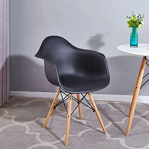 2xhome - Kids Size Plastic Toddler Armchairs With Natural Wooden Dowel Legs And White Round Table, Black (3 Piece Set) 6 2xhome - Kids Size Plastic Toddler Armchairs With Natural Wooden Dowel Legs And White Round Table, Black (3 Piece Set) - Image 6