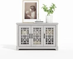 Galano Isadora Wide Accent Sideboard - Storage Cabinet With Doors And Shelves - Free Standing Sideboard - Sideboard Storage Cabinet For Living Room - Easy Assembly - Dusty Grey Oak -Best Furniture Store 410sszxkfZL. AC