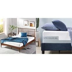 Linda Mid Century Wood Plat, Full & 12 Inch Ultra Cooling Gel Memory Foam Mattress/Cool-to-Touch Soft Knit Cover/Pressure Relieving/CertiPUR-US Certified/Bed-in-a-Box