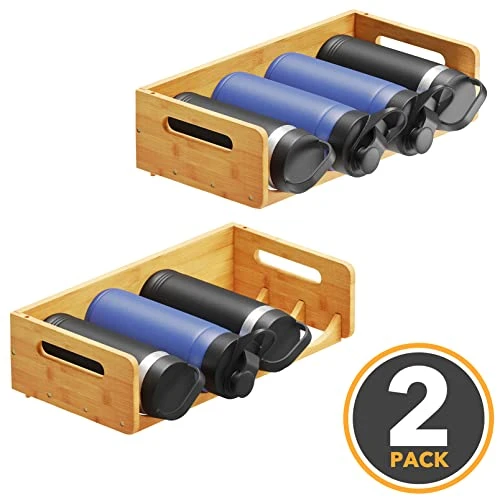 SpaceAid Bamboo Water Bottle Organizer With Labels, Kitchen Pantry Water Bottle Storage Rack For Cabinets, Home Cup And Wine Bottle Holder Shelf Organizers, 2 Pack 4-Slot, Hold 8 Bottles 4 SpaceAid Bamboo Water Bottle Organizer With Labels, Kitchen Pantry Water Bottle Storage Rack For Cabinets, Home Cup And Wine Bottle Holder Shelf Organizers, 2 Pack 4-Slot, Hold 8 Bottles - Image 4