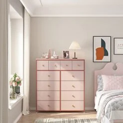 Pink Dresser For Bedroom With 12 Drawers, Pink Dressers For Girls Bedroom With Metal Frame And Wood Top, Tall Dressers For Bedroom Dressers & Chest Of Drawers, Nursery, Closets, Pink 16 Pink Dresser For Bedroom With 12 Drawers, Pink Dressers For Girls Bedroom With Metal Frame And Wood Top, Tall Dressers For Bedroom Dressers & Chest Of Drawers, Nursery, Closets, Pink -Best Furniture Store 410yulphXVL