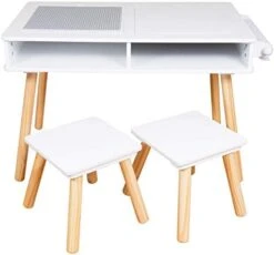 Elk And Friends Kids/Toddler Multi Activity Table With 2 Chairs | Building Blocks Desk/Table With Storage | Craft Play Table Plus Paper Roll | Sensory Table -Best Furniture Store 410zcBoXdzL. AC