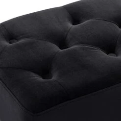 Button-Tufted Ottoman Bench, Upholstered Bedroom Benches Velvet Footrest Stool Accent Bench For Entryway Dining Room Living Room Bedroom End Of Bed, Black -Best Furniture Store 410ztdaQVpS