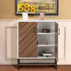 MAISON ARTS Modern Buffet Cabinet With Storage, Sideboard Storage Cabinet With 2 Doors For Living Room, Kitchen, Entryway, Hallway, 28 Inch, White -Best Furniture Store 4114Bsr0W0L