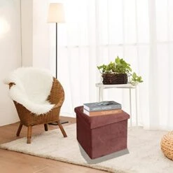 NO MORE TAG Storage Ottoman Cubes, Folding Ottoman Seat Set Of 2, Ottoman Foot Rest, Small Velvet Ottomans, Short Ottoman Stools, Velvet Tufted Folding Ottomans With Lid, Dark Red 5 NO MORE TAG Storage Ottoman Cubes, Folding Ottoman Seat Set Of 2, Ottoman Foot Rest, Small Velvet Ottomans, Short Ottoman Stools, Velvet Tufted Folding Ottomans With Lid, Dark Red -Best Furniture Store 4114e7u67fL