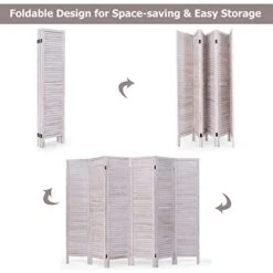 DORTALA 6-Panel Room Divider, 5.5Ft Tall Freestanding Wood Folding Screen For More Privacy Space, Louver Appearance, Ideal Solution For Partition Space And Enhance Your Decor, White -Best Furniture Store 41190b6JfkL