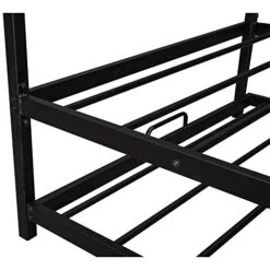 Harper & Bright Designs Twin Size House Bed With Trundle, Metal Kids Platform Bed Frame With Roof, House-Shape Bed Frame Can Be Decorated For Kids Girls Boys Toddlers(Black) -Best Furniture Store 4119Bt2o5eL