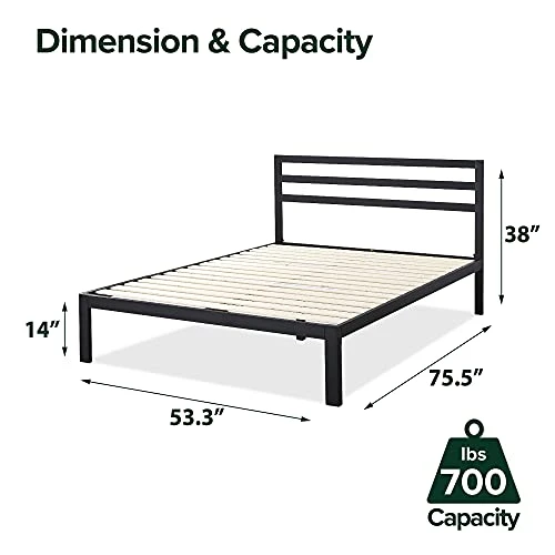 INUS Mia Metal Platform Bed Frame With Headboard / Wood Slat Support / No Box Spring Needed / Easy Assembly, Full 2 INUS Mia Metal Platform Bed Frame With Headboard / Wood Slat Support / No Box Spring Needed / Easy Assembly, Full - Image 2