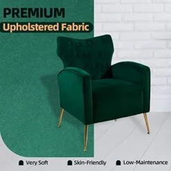 Sucrever Green Accent Chairs Set Of 2 With Armrests/Pillow, Upholstered Wingback Chair, Comfy Tufted Easy Stylish Velvet Accent Chair Set Of 2 For Bedroom Living Room Club And Fireplace 17 Sucrever Green Accent Chairs Set Of 2 With Armrests/Pillow, Upholstered Wingback Chair, Comfy Tufted Easy Stylish Velvet Accent Chair Set Of 2 For Bedroom Living Room Club And Fireplace -Best Furniture Store 411DTXab59L