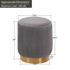 Duhome Modern Round Velvet Ottoman Footrest Vanity Stool Gray -Best Furniture Store 411GnAEmP4L
