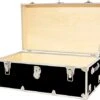 Heavy-Duty Armor College Dorm & Summer Camp Trunk With Soft-Close Safety Lid - 32" L X 18" W X 14" H (Black)