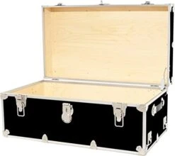 Heavy-Duty Armor College Dorm & Summer Camp Trunk With Soft-Close Safety Lid - 32" L X 18" W X 14" H (Black) -Best Furniture Store 411M0TgqljL. AC