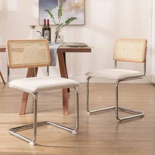 ONEVOG Rattan Dining Chair With Cane Backrest And Metal Frame, Set Of 2, Indoor Furniture For Kitchen, Living Room, Bedroom, Guest Room, Restaurant(Beige) 6 ONEVOG Rattan Dining Chair With Cane Backrest And Metal Frame, Set Of 2, Indoor Furniture For Kitchen, Living Room, Bedroom, Guest Room, Restaurant(Beige) - Image 6