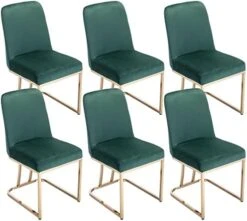 VESCASA Velvet Upholstered Dining Chairs With Back, Mid Century Modern Dining Chairs With Gold Metal Frame For Dining Room, Restaurant, Kitchen, Set Of 4, Grey -Best Furniture Store 411Rc5 HAVL. AC