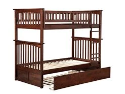 AFI, Columbia Ladder Bunk Bed, Twin Over Twin With Twin Size Trundle And Attachable USB Charger, Walnut