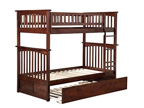 AFI, Columbia Ladder Bunk Bed, Twin Over Twin With Twin Size Trundle And Attachable USB Charger, Walnut 1 AFI, Columbia Ladder Bunk Bed, Twin Over Twin With Twin Size Trundle And Attachable USB Charger, Walnut