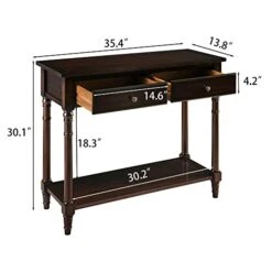 LEEMTORIG Entryway Table With Drawers, Console Table With Storage Shelf, Solid Wood Entry Table Accent Sofa Table Foyer Tables For Living Room Entryway, Easy Assembly, Brown SFZ-004-DC