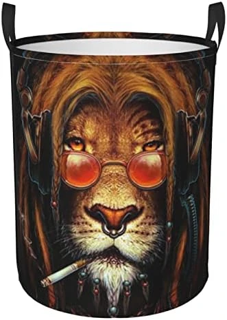Large Laundry Hamper Collapsible Laundry Baskets Grunge Lion Portrait African Hippies Rock Dirty Clothes Hamper Waterproof Portable Storage Bin For Toy Organizer Nursery 6 Large Laundry Hamper Collapsible Laundry Baskets Grunge Lion Portrait African Hippies Rock Dirty Clothes Hamper Waterproof Portable Storage Bin For Toy Organizer Nursery - Image 6