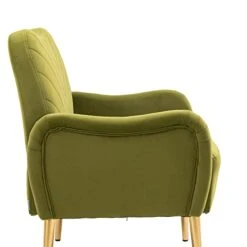 Lin-Utrend Accent Chair With Arms For Living Room,Lounge Armchair, Modern Tufted Single Chair With Gold Metal Legs Upholstered Reading Club Chair For Bedroom,Studio, Office, Powder Room(Olive) -Best Furniture Store 411ZT3UhO7L