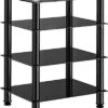 Fitueyes 4-Tier Media Stand Audio/Video Component Cabinet With Glass Shelf For/Apple Tv/Xbox One/ps4 AS406001GB