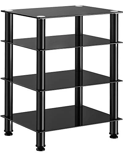 Fitueyes 4-Tier Media Stand Audio/Video Component Cabinet With Glass Shelf For/Apple Tv/Xbox One/ps4 AS406001GB 1 Fitueyes 4-Tier Media Stand Audio/Video Component Cabinet With Glass Shelf For/Apple Tv/Xbox One/ps4 AS406001GB