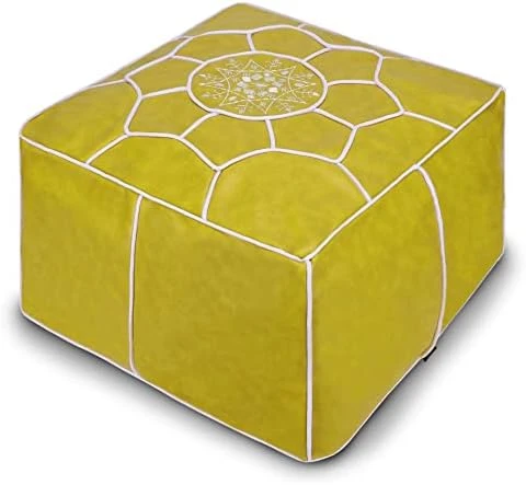 Bohepuffex Handmade Moroccan Pouf Foot Stool Round & Large Storage Cover Bohemian Style Ottoman An Exotic Décor For Living Room Bedroom Or Wedding Gifts Faux Leather Unstuffed Only Cover (color Block) 11 Bohepuffex Handmade Moroccan Pouf Foot Stool Round & Large Storage Cover Bohemian Style Ottoman An Exotic Décor For Living Room Bedroom Or Wedding Gifts Faux Leather Unstuffed Only Cover (color Block) - Image 11